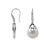 AE-6184-MOP Sterling Silver Pears Shape Earring With Mother Of Pearl Jewelry Bali Designs Inc